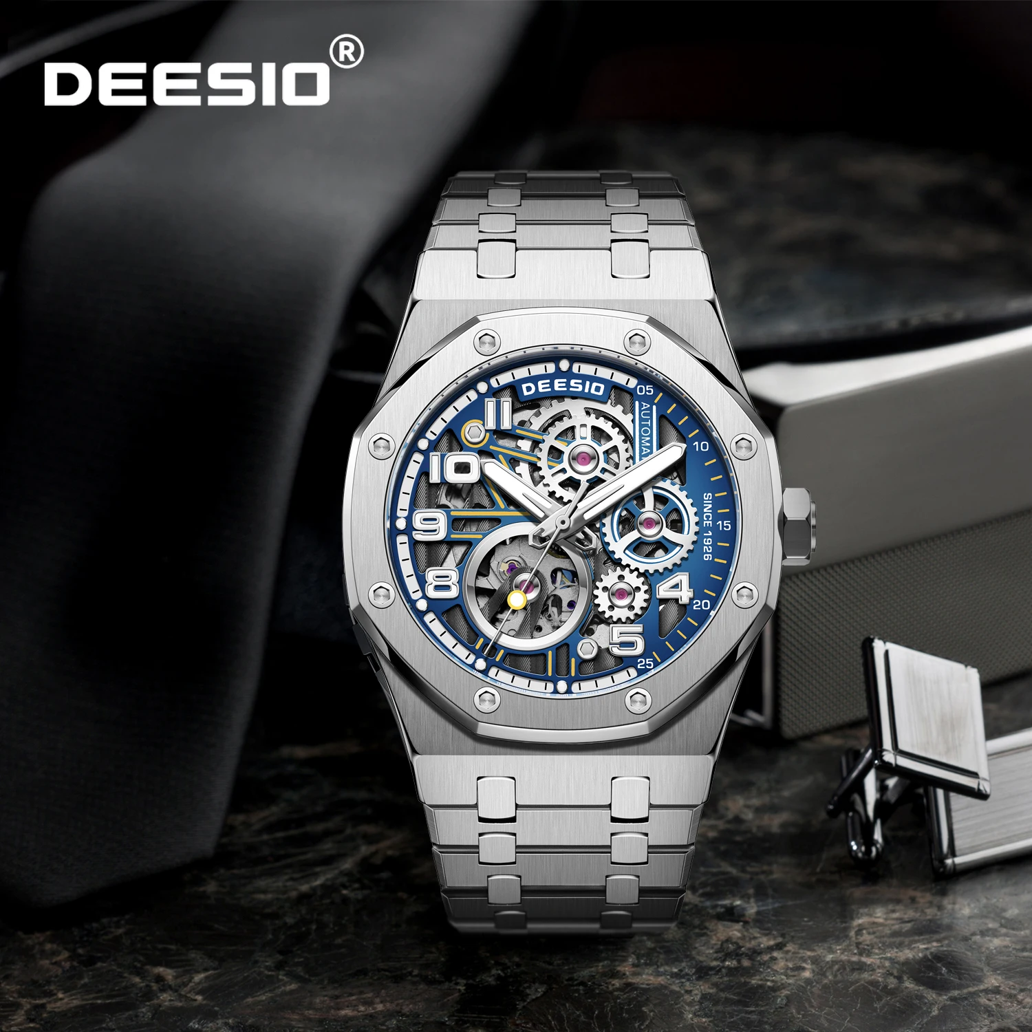 

Deesio автоматические механические часы для мужчин корпус из нержавеющей стали с апфировым стеклом роскошный деловой стиль 30 м водонепроницаемые мужские подарки