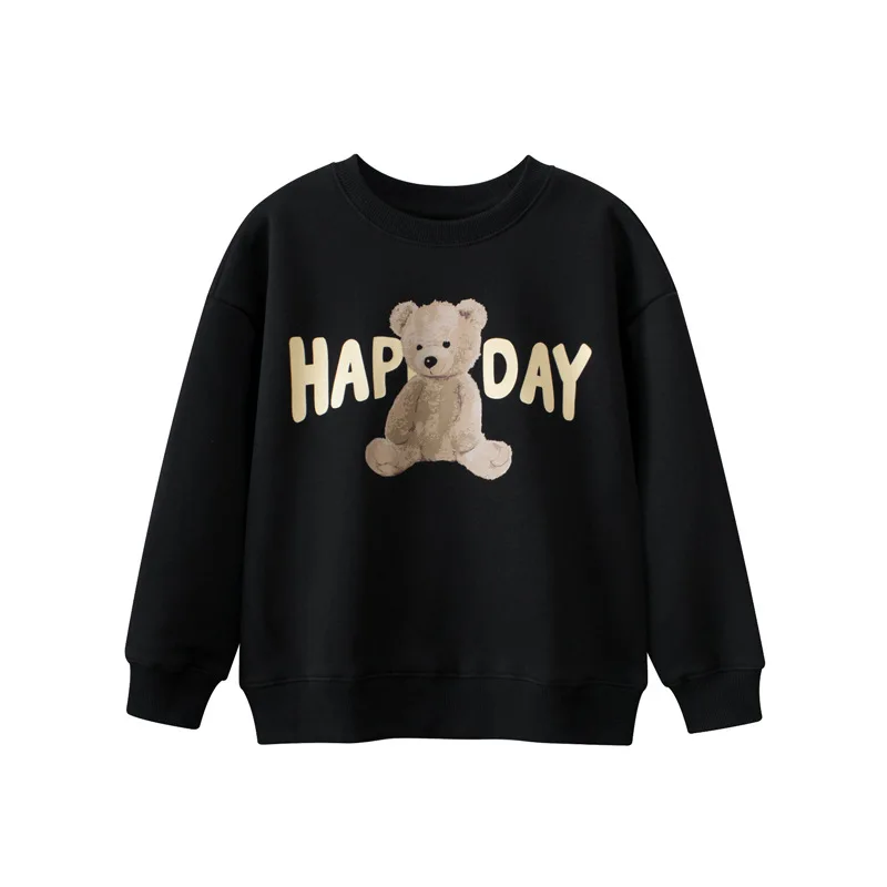 

2024 new, Big Boy Spring and autumn cartoon bear turtleneck fleece long-sleeved sweater 130-140-150-160-170