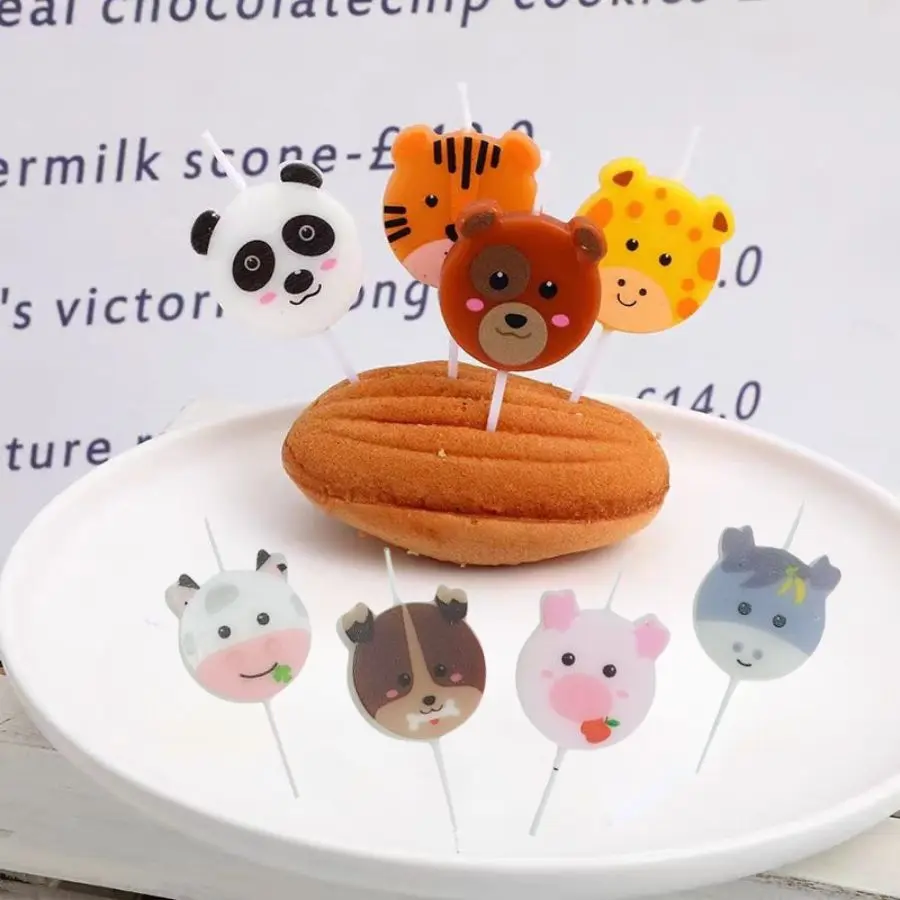 Kreative Tier Kerze Kuchen Dekoration Plugin Tiger Panda Giraffe Schwein Hund Kuh Cartoon Geburtstag Party Backen Kerzen – Detail 3