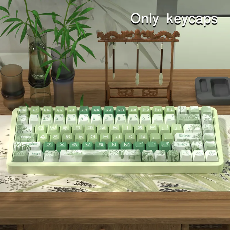 Bamboo Theme Keycaps 138/158 Cherry Profile Pbt Mechanical Keyboard Anime Games Cartoon Cute Festival Gifts Collection Keycap