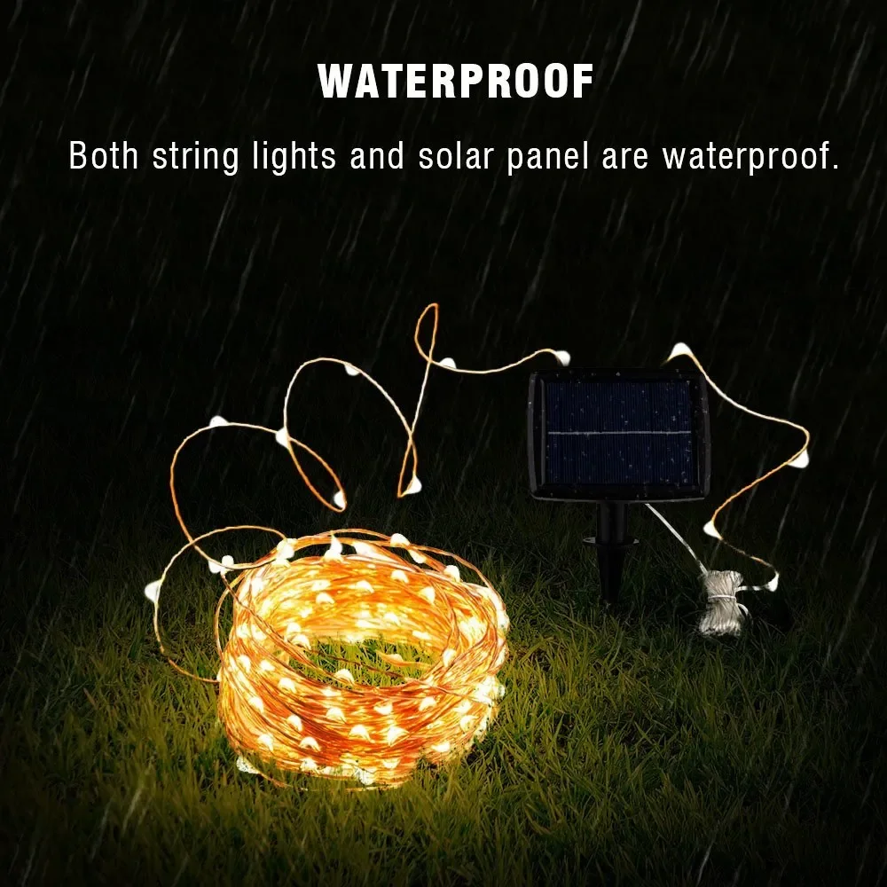 32M Solar String Lights Fairy Light Outdoor Waterproof 8 Lighting Modes Garland String Lights for Party Wedding Garden Decoratio