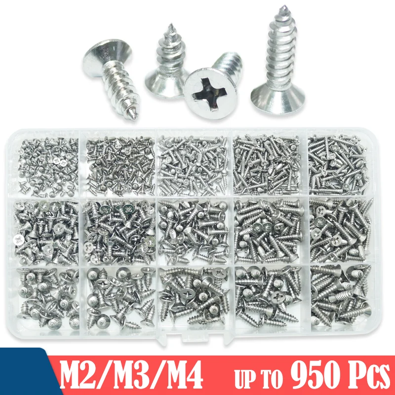 

A2 304 Stainless Steel Cross Recessed Countersunk Flat Head Self Tapping Screw M2 M3 M4 Phillips Small Bolt Furniture Wood Screw