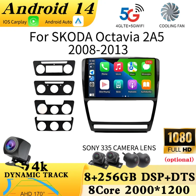 

Android Auto for SKODA Octavia 2 A5 2008 2009 2010 2011 2012 2013 Wireless CarPlay System Head unit Radio 4G WIFI NO 2DIN 10.1