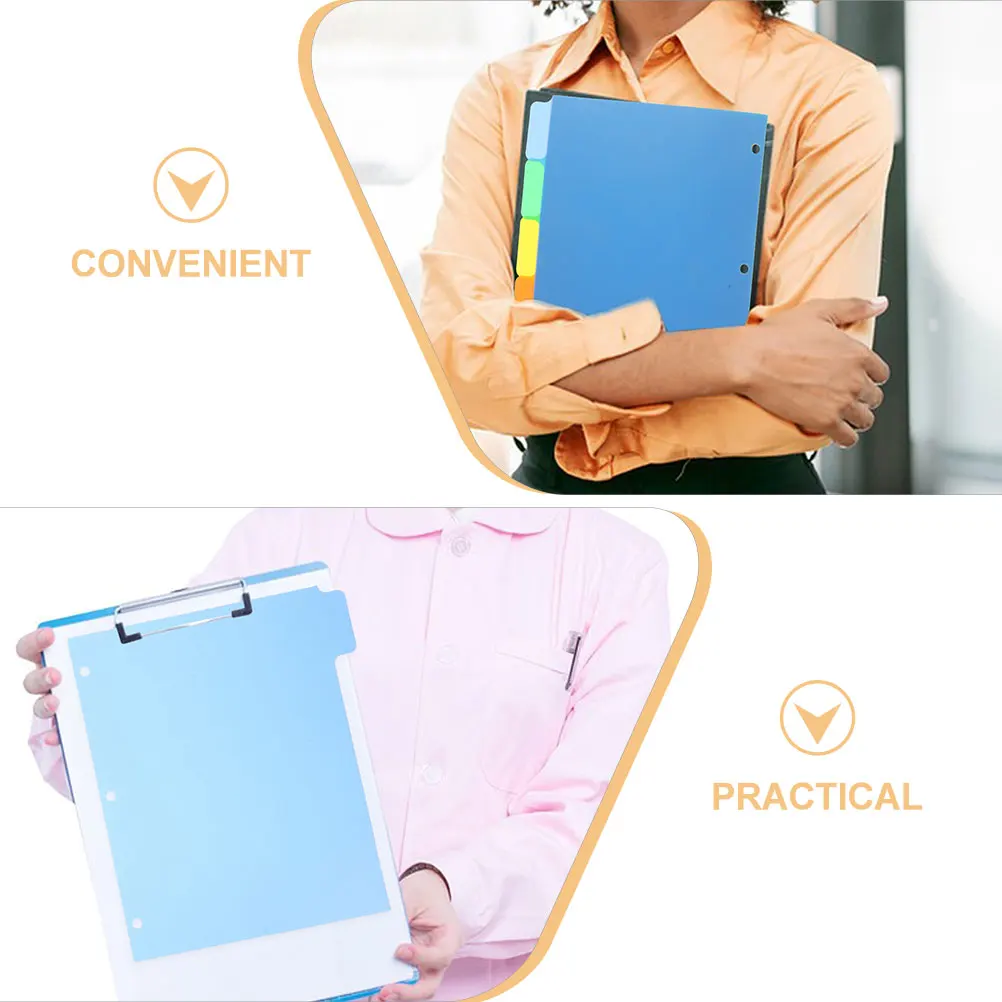 

10pcs A4 Index Dividers 3 Hole Punch 5 Pages Category Tabs File Organizer Notebook Separators Plastic Colored Sheets