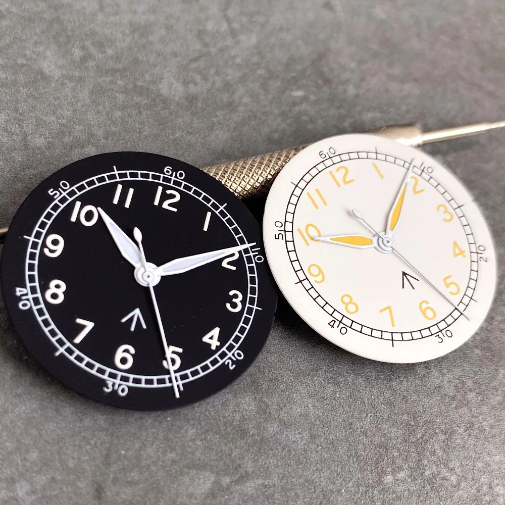Black White Watch Dial 29mm Luminous Marks Yellow Hand Fit NH35 NH36 NH38 Diving Men Watch Parts Accessories