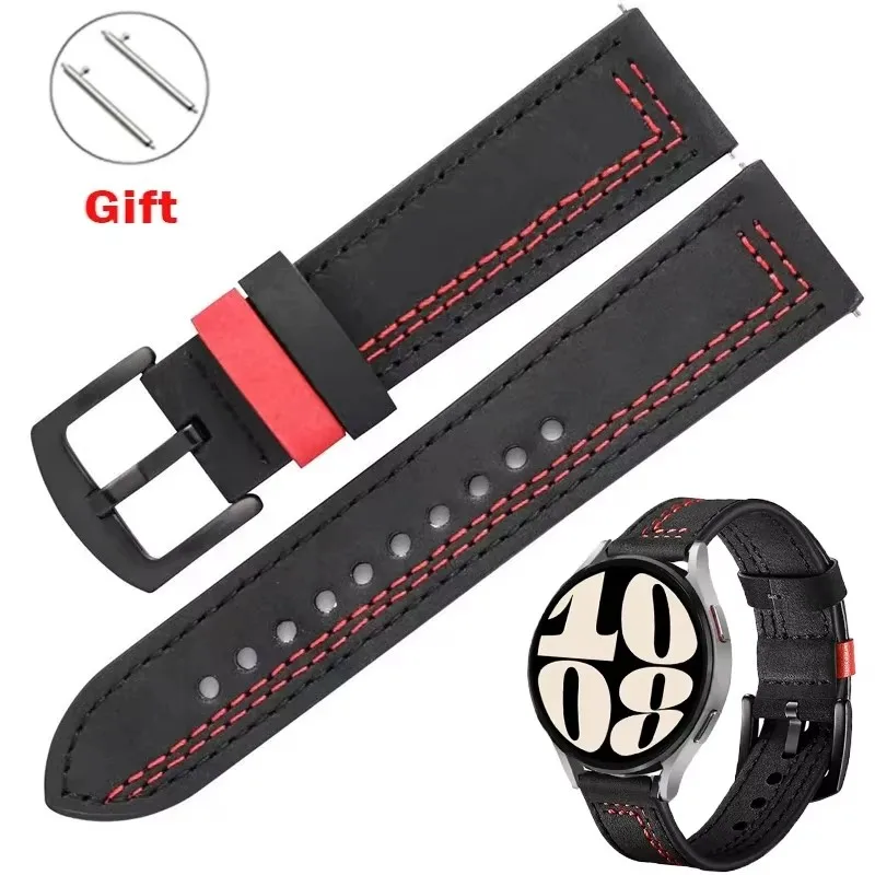 Leather band for Samsung Galaxy watch 6 4 strap 6 classic/5/pro/Active 2 20mm 22mm bracelet Huawei Watch GT 4/2/3/pro watchbands