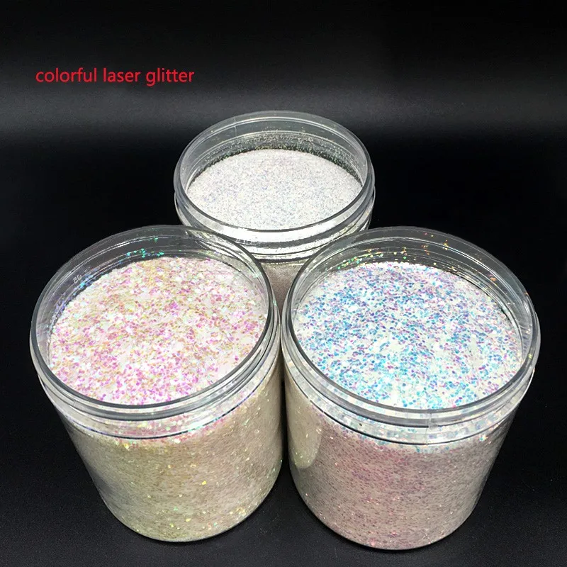 Holographic 0.2mm 0.4mm 1mm AB White Nail Glitters Powder Holo Nail Pigment Powder DIY 3 Color Nail Powder 10ml