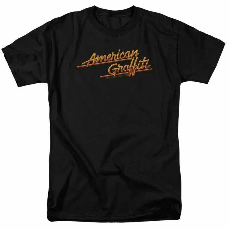 

Футболка с неоновым логотипом American Graffiti, мужская лицензированная классическая футболка из фильма Боб, черная