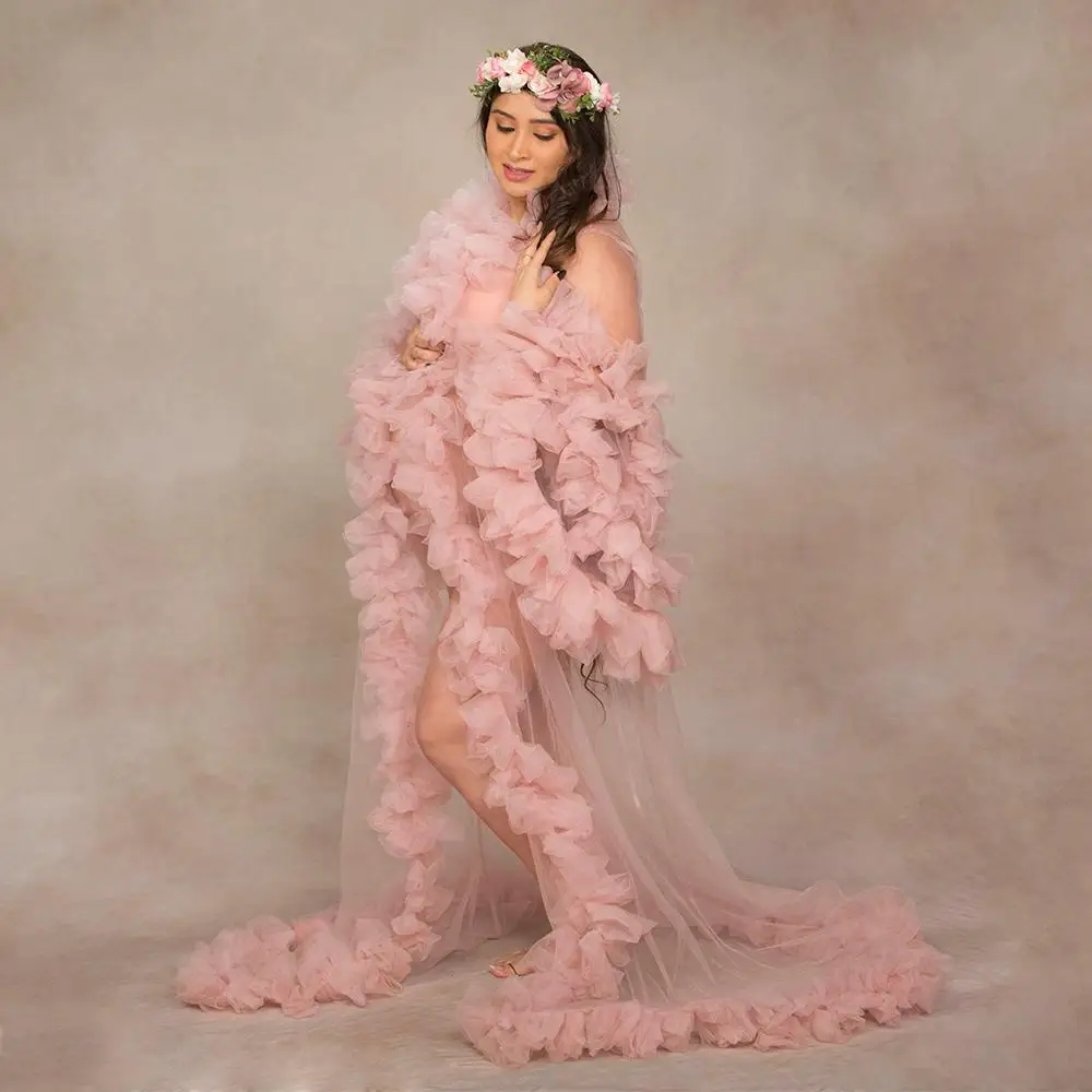 Don&Judy New Pregnancy Woman Dress Lace Photography Clothes Tulle Dresses Maternity Split Skirt Photoshoot Props