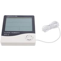 Digital Hygrometer Fish Tank Thermometer LCD Temperature Gauge White Liquid Dual Display Clock Function Aquarium Bedroom Office