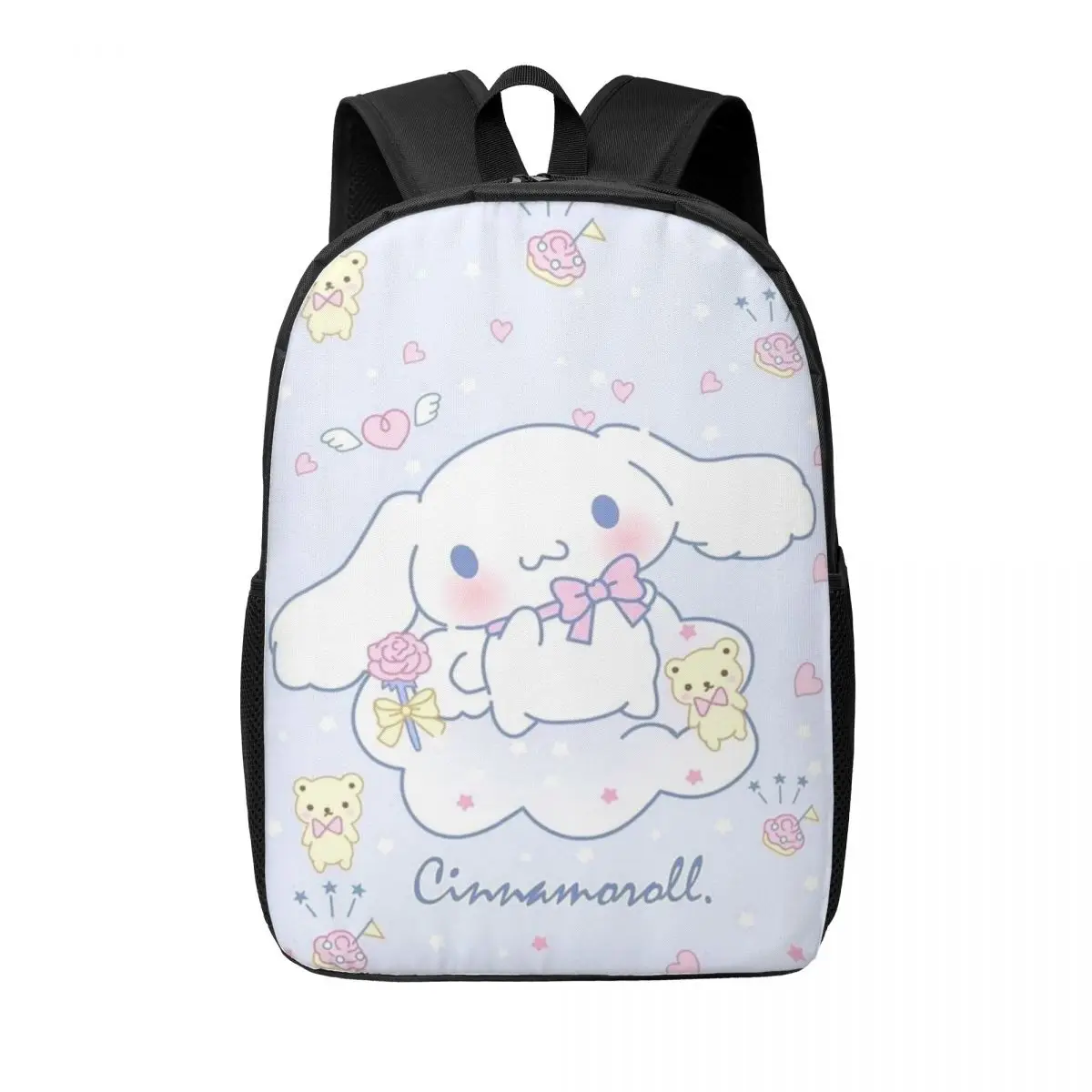 

Милые рюкзаки Cinnamoroll с героями мультфильмов на заказ для мальчиков и девочек, школьные дорожные сумки для колледжа, мужские и женские сумки для книг, подходят для 15-дюймового ноутбука