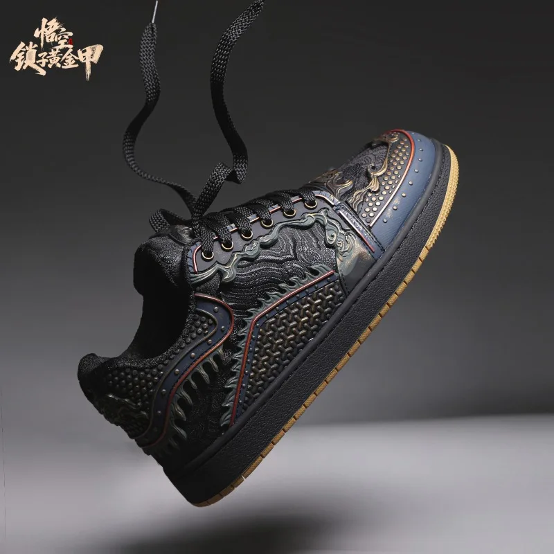 Men Skate Shoes Wukong Chinese‑Style Rubber Sole Lightweight Wear‑Resistant Low‑Top Lace‑Up Casual Footwear For Young Men Daily