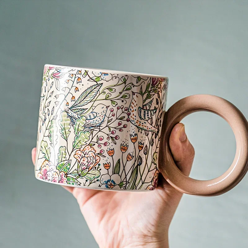 British Style Ceramic Mug Gift Box Big Ear Cup Retro Coffee Cup Milk Cup High Quality Breakfast Cup To Send Friends A Gift 350ml