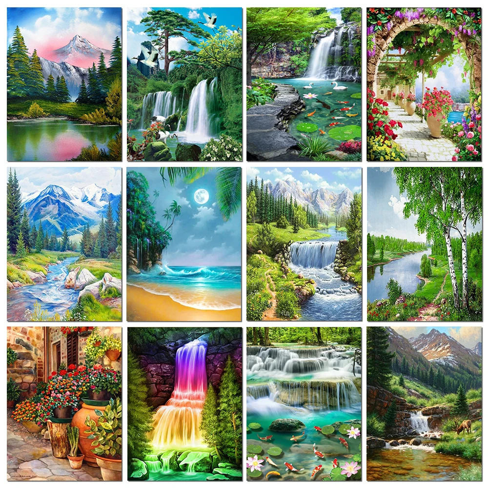 

DIY 5D Diamond Painting Landscape Forest Art Rhinestone Picture Full Circle Mosaic Cross Stitch Embroidery Home Decor Hobby Gift