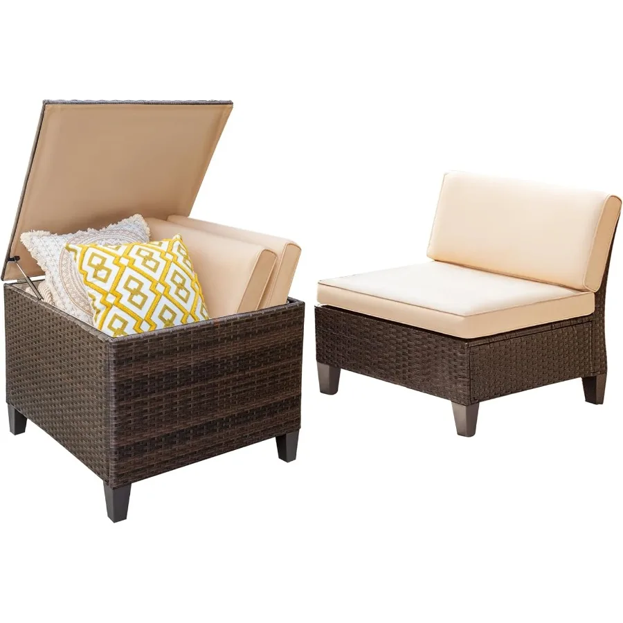 أريكة فناء فلامكر لأثاث الفناء من الخيزران مع خزانة تخزين ومجموعة محادثة للفناء الخارجي مع صندوق سطح للظهر #1