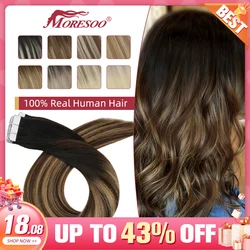 Moresoo Tape in Hair Extension s capelli umani brasiliani Ombre neri a capelli castani capelli biondi Remy estensione dei capelli lisci senza cuciture