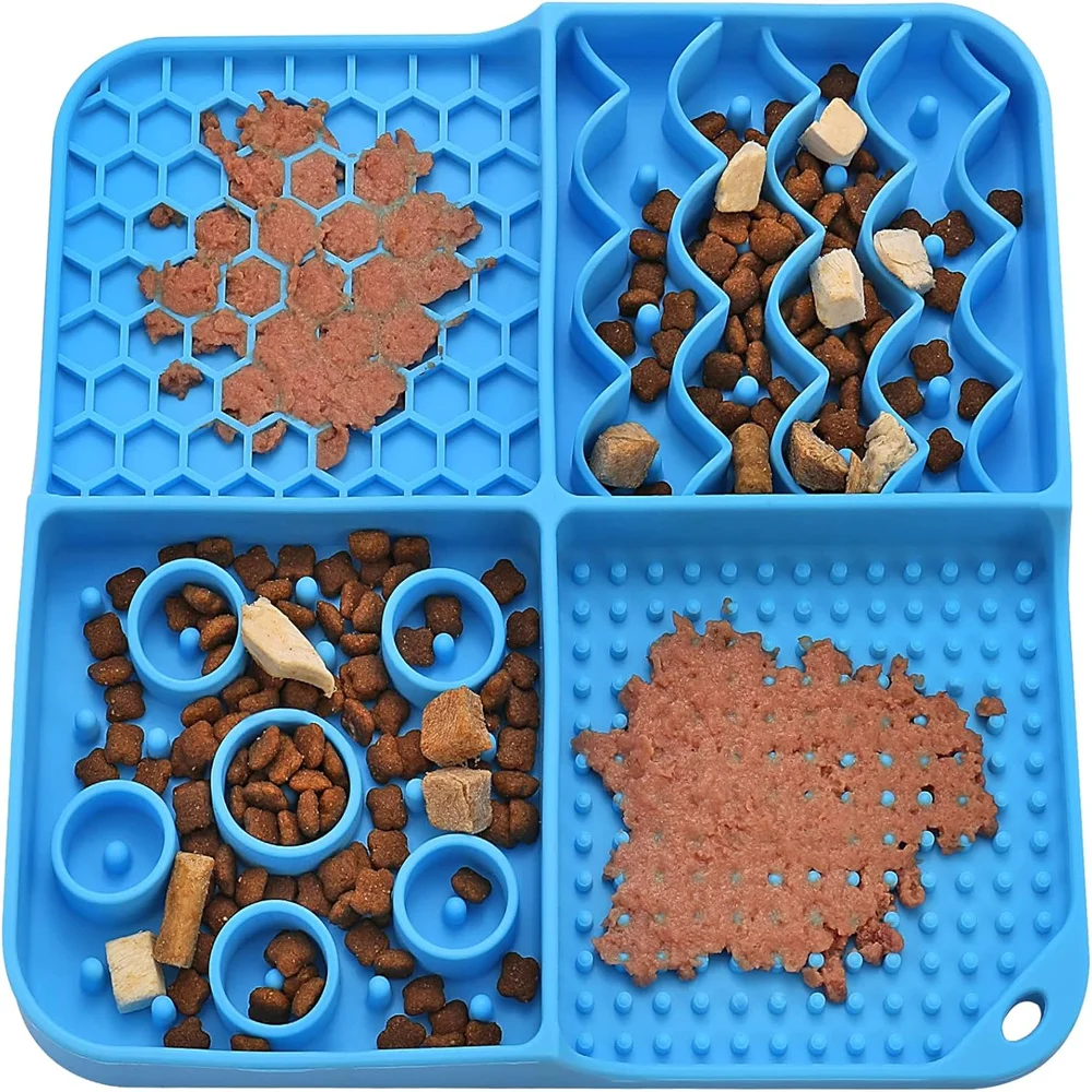 Silicone Dog Chew Pad, Slow-Feed Pad, Pet Food Tray with Suction Cups, Helps Relieve Stress and Promotes Digestive Health