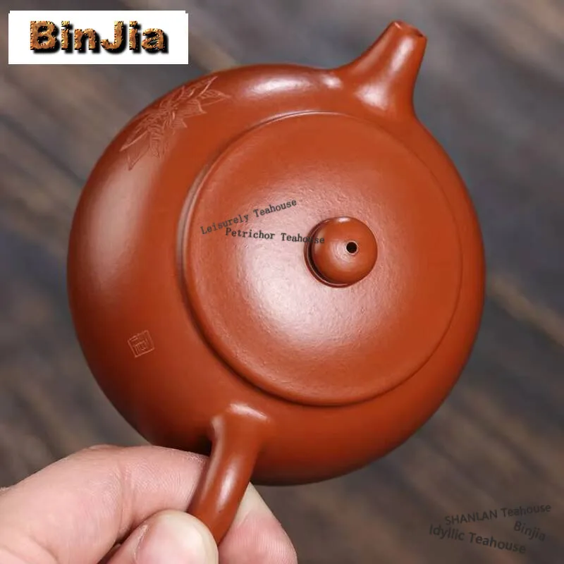 180ml Retro Yixing Purple Clay Teapots Handmade Lotus Fun Pot Raw Ore Zhu Mud Kettle With Filter Zisha Teaset Tableware Supplies - view 5
