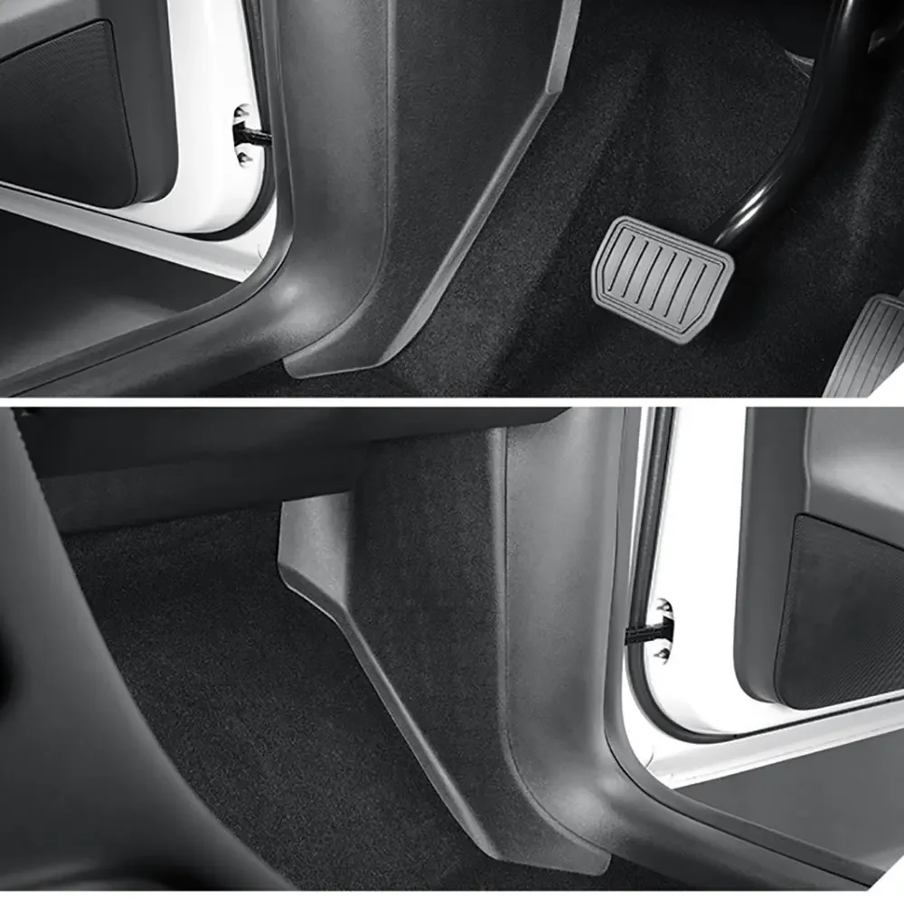 For Tesla Model Y 2020-2024 Anti Kick Inside Corner Pads Cover Trim TPE Pedal Side 2PCS