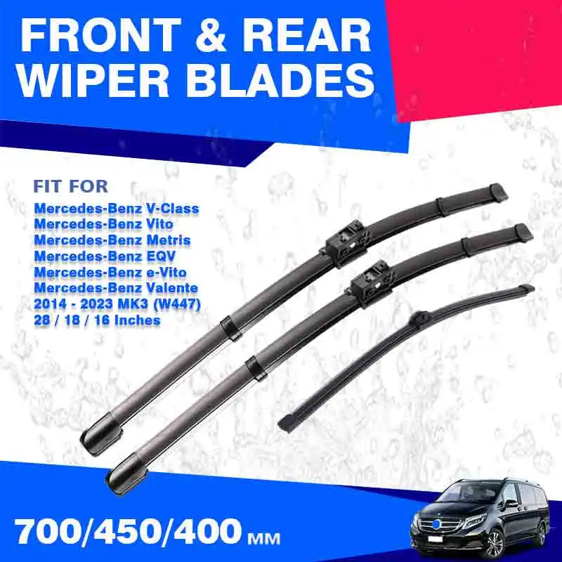 Front Rear Wiper Blades Set For Mercedes Benz Vito Viano V Class W447 2014-2023 Brushes Window Windshield Windscreen Accessories