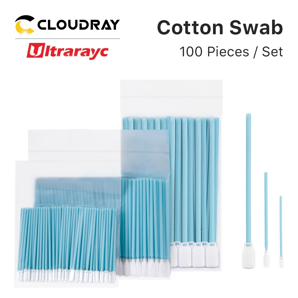 100pcs/lot Industry Cotton Swab Nonwoven Anti-static Dust Off Cleaning Tools for Fiber Laser Focus Lens and Protective Windows