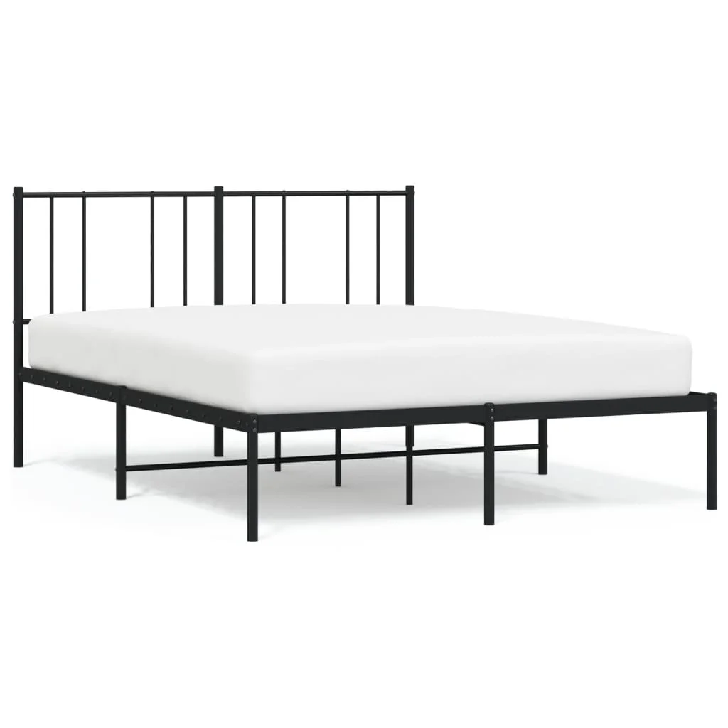 Metall bett rahmen mit Kopfteil schwarz 140x190 cm stabil langlebig einfacher Bett rahmen für Schlafzimmer