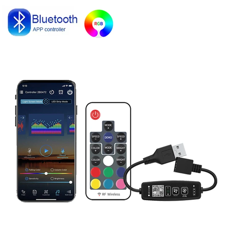 

USB Bluetooth RGB Led Controller 5V 4Pin RGB Controler Smart Remote 17Key RGB Led Lights Controller Music RGB Color Changing