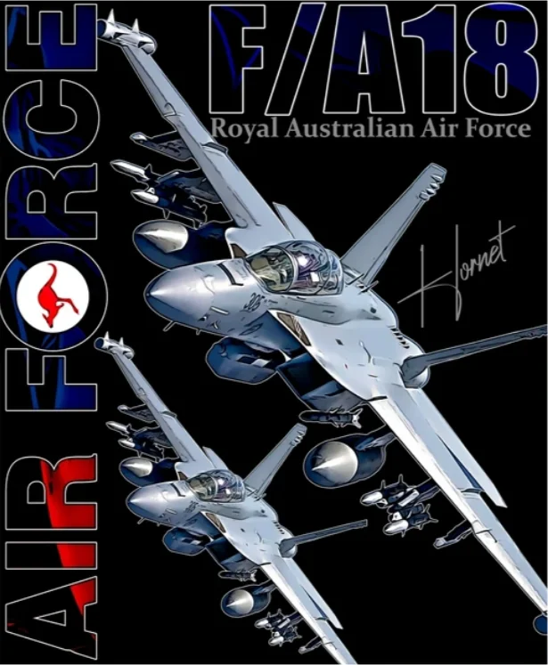 تي شيرت طائرة مقاتلات شبكية للرجال ، قطن ، رقبة دائرية ، كم قصير ، كاجوال ، قوة جوية أسترالية ، الحجم #3