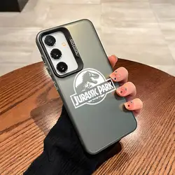 Jurassic Park Dinosaur Phone Case Matte Colored Silver for samsung Galaxy S10 S21 S22 Plus S23 S24 Ultra FE Luxury Cover