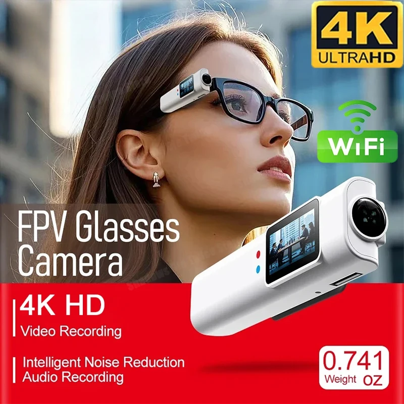 New FPV Eyeglasses 4K Video Shooting Micro-camera HD WiFi Intelligent Headset Glasses Video&Sound Recording WiFi APP
