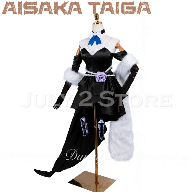 النمر × التنين! أنيمي Aisaka Taiga تأثيري الشكل نفس زي مع فستان أسود نحيف براون طويل مجعد شعر مستعار تأثيري حلي مجموعة كاملة