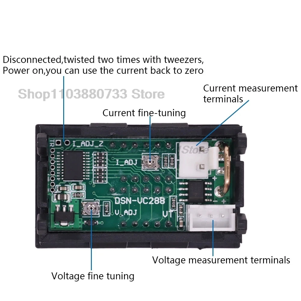 1PCS DC 0-100V 10A Digital Voltmeter Ammeter Dual Display Voltage Detector Current Meter Panel Amp Volt Gauge 0.28