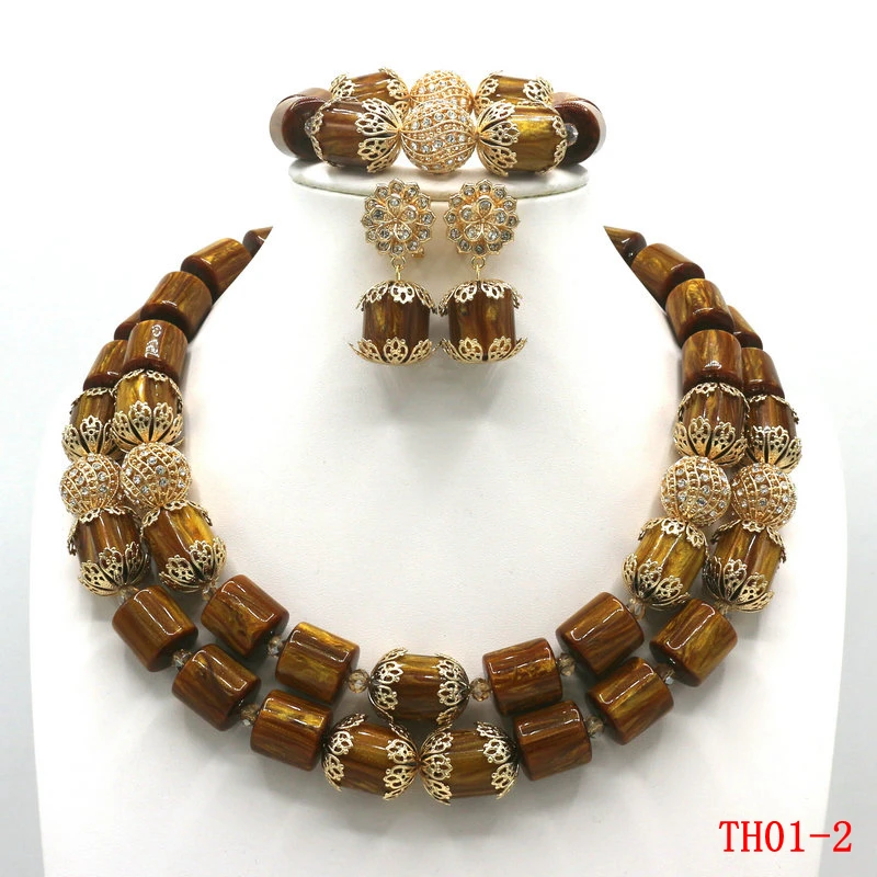 African Beads Wedding Necklace Set Artificial Coral Beads Jewelry Set Wholesale Nigeria Bride Wedding