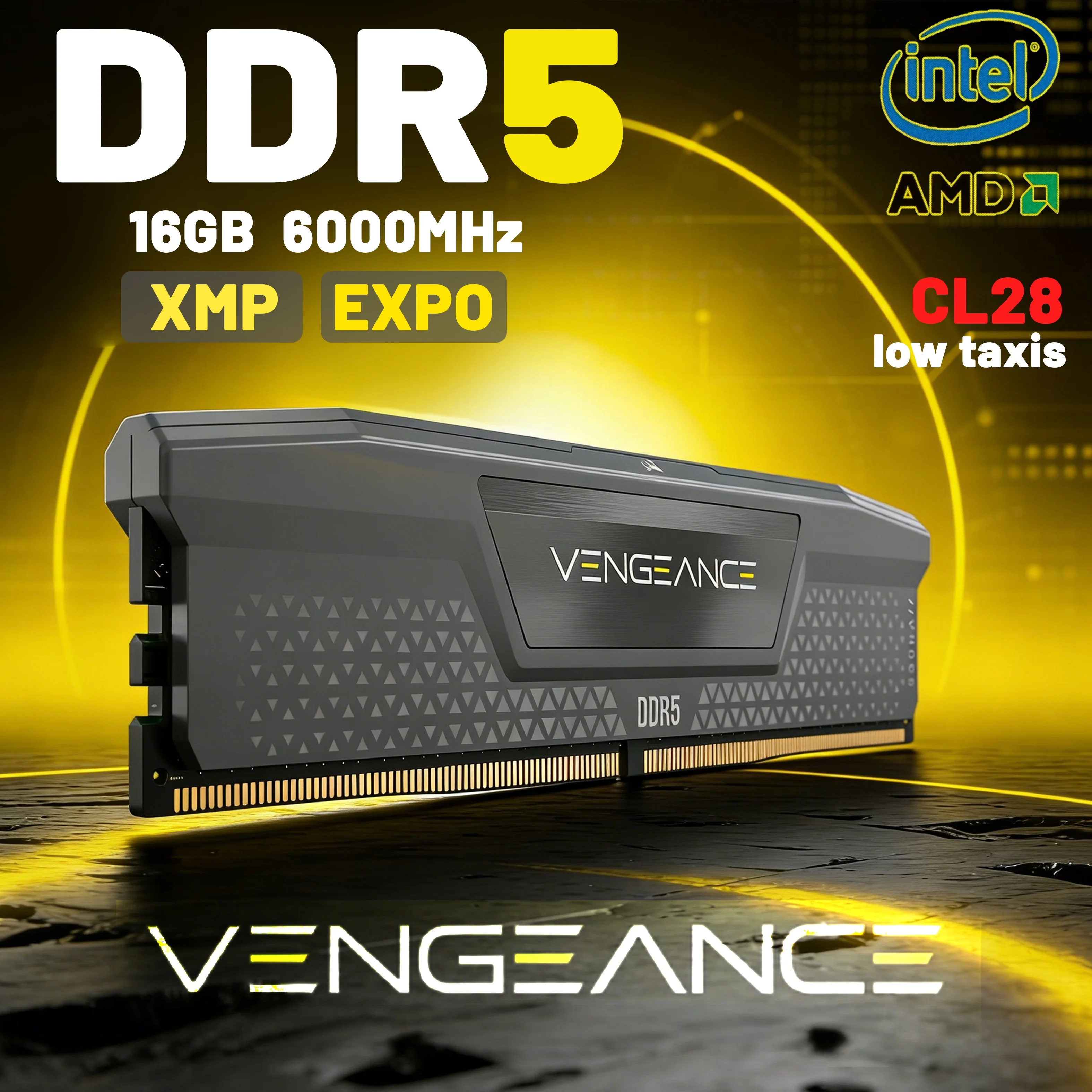 

Corsair Vengeance DDR5 PC desktop RAM 16GB kit 2x16GB 6000MHz CL28 xmp overclocking gaming memory powerful cooling computer DIMM