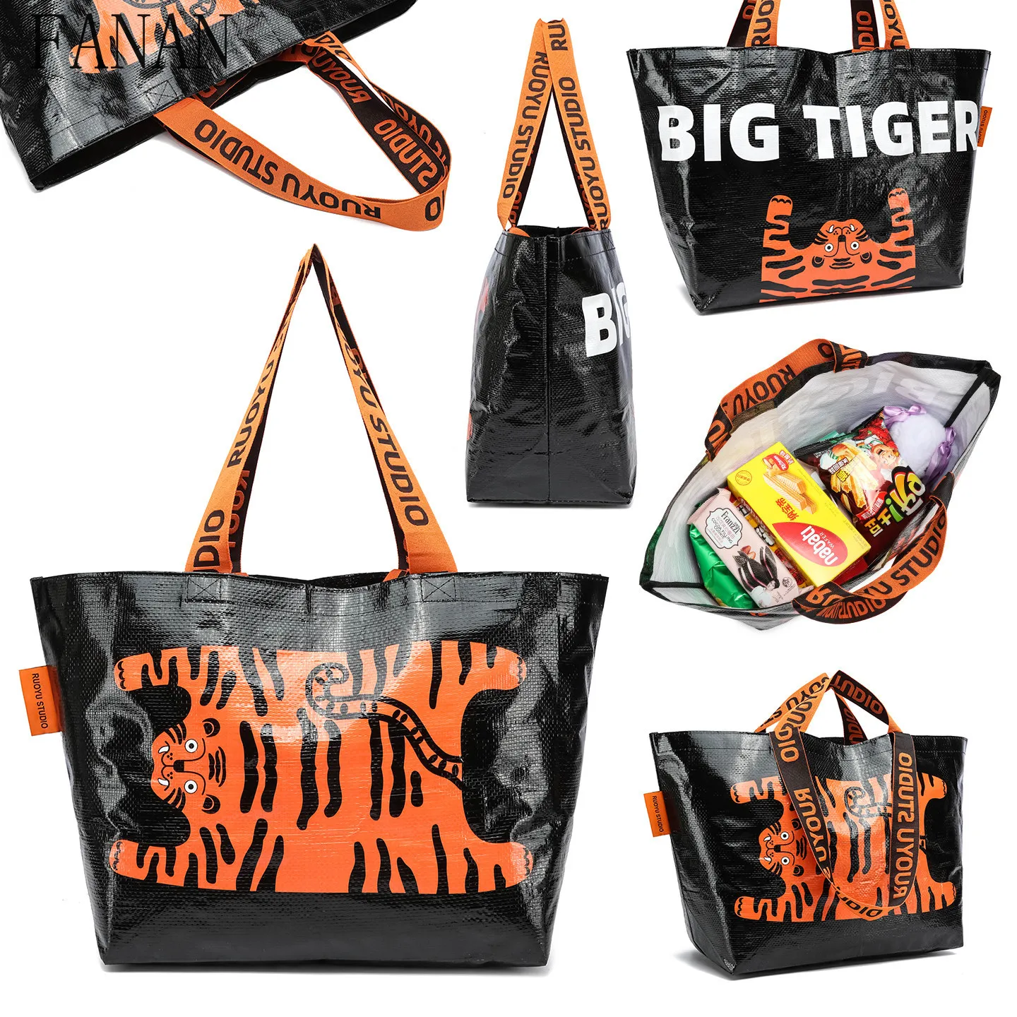 Shopping Bags for Women Original Design Waterproof Portable Large Capacity Bag Weaving Environmental-friendly Handbags