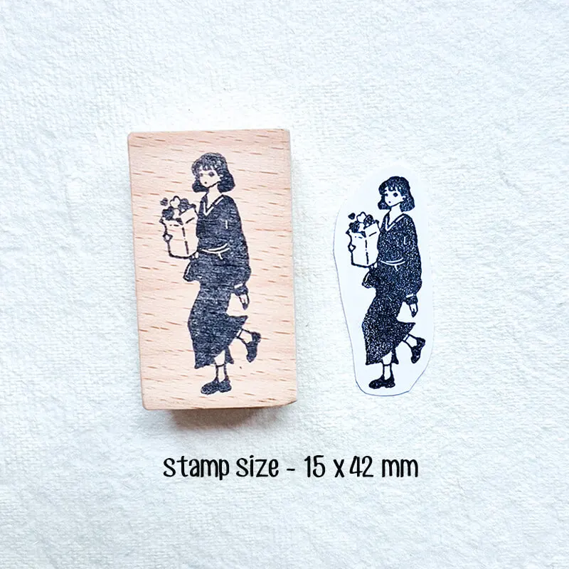 ختم سكرابوكينغ فتاة الحياة اليومية العمل القهوة زهرة التسوق مذكرات الديكور امرأة طوابع خشبية #6