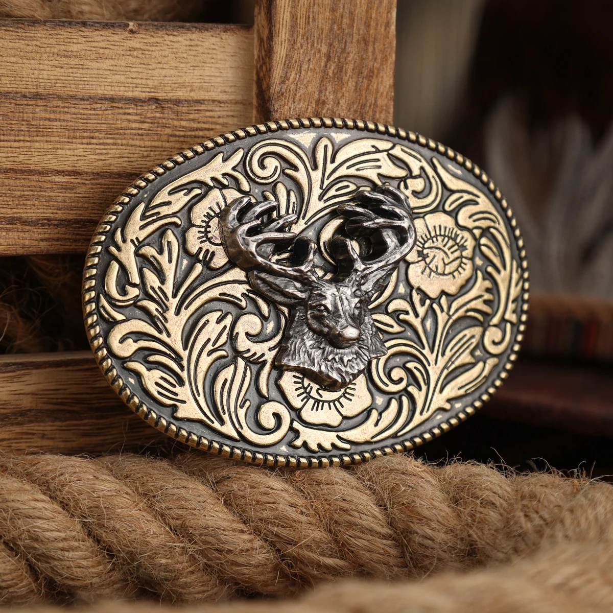 A Belt Buckle Head - A Western Cowboy-Style Belt Buckle Head - A Metal Buckle Head