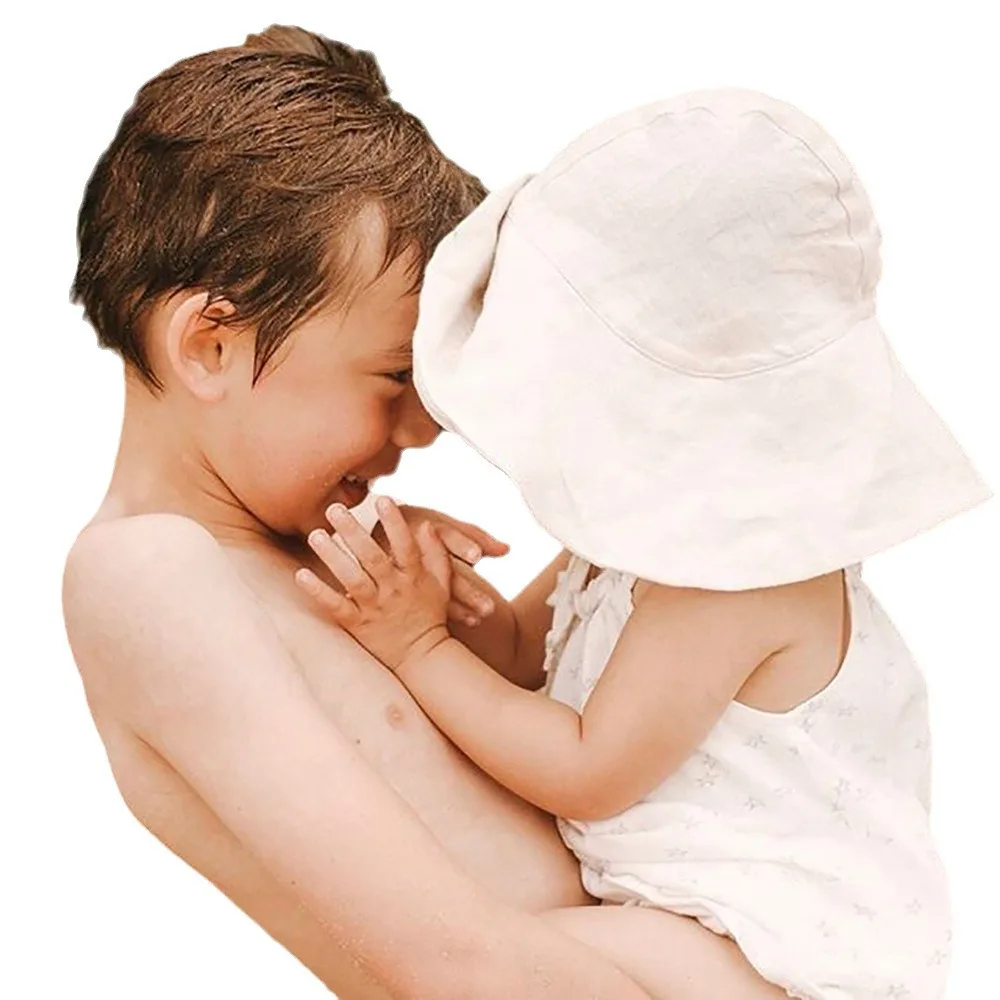 قبعة شمس للأطفال بعامل حماية من الأشعة فوق البنفسجية 50+ من القطن بحافة كبيرة قابلة للتعديل وقابلة للطي وخفيفة الوزن للسفر على الشاطئ للجنسين ​