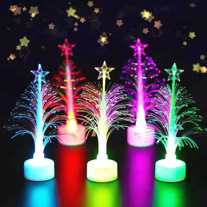 Pohon Natal lampu Led berubah warna cahaya pesta dekorasi Natal untuk rumah hadiah baru tahun serat optik warna-warni lampu Led