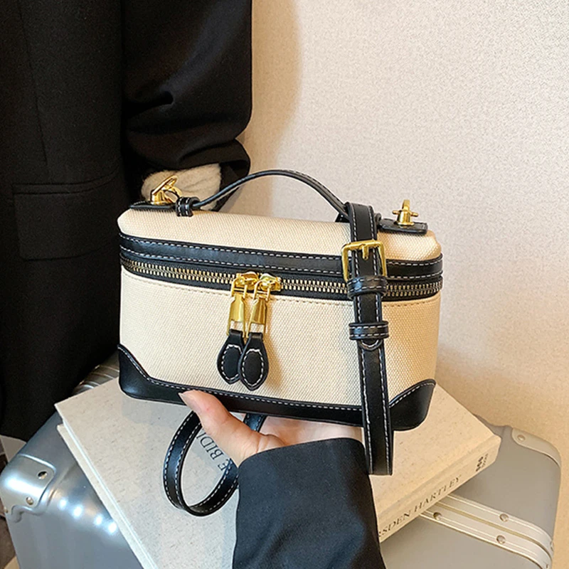 

Модная парусиновая квадратная сумка из искусственной кожи для женщин, новые универсальные мини-сумки через плечо, корейские сумки в стиле ретро