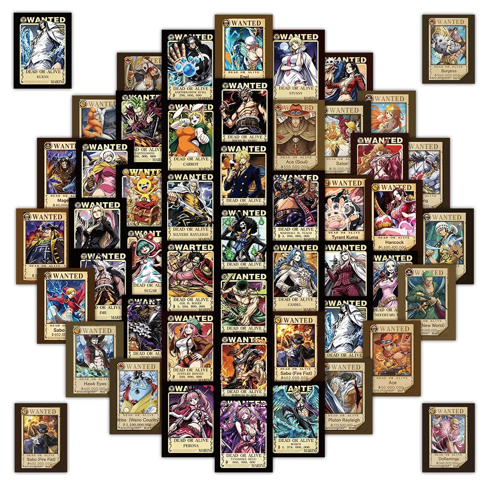 50 Stück Neue ONE PIECE Wanted Poster Anime Graffiti Aufkleber Dekoration Gepäck Handy Gitarre Scrapbook Wasserfeste Sticker Kinderspielzeug