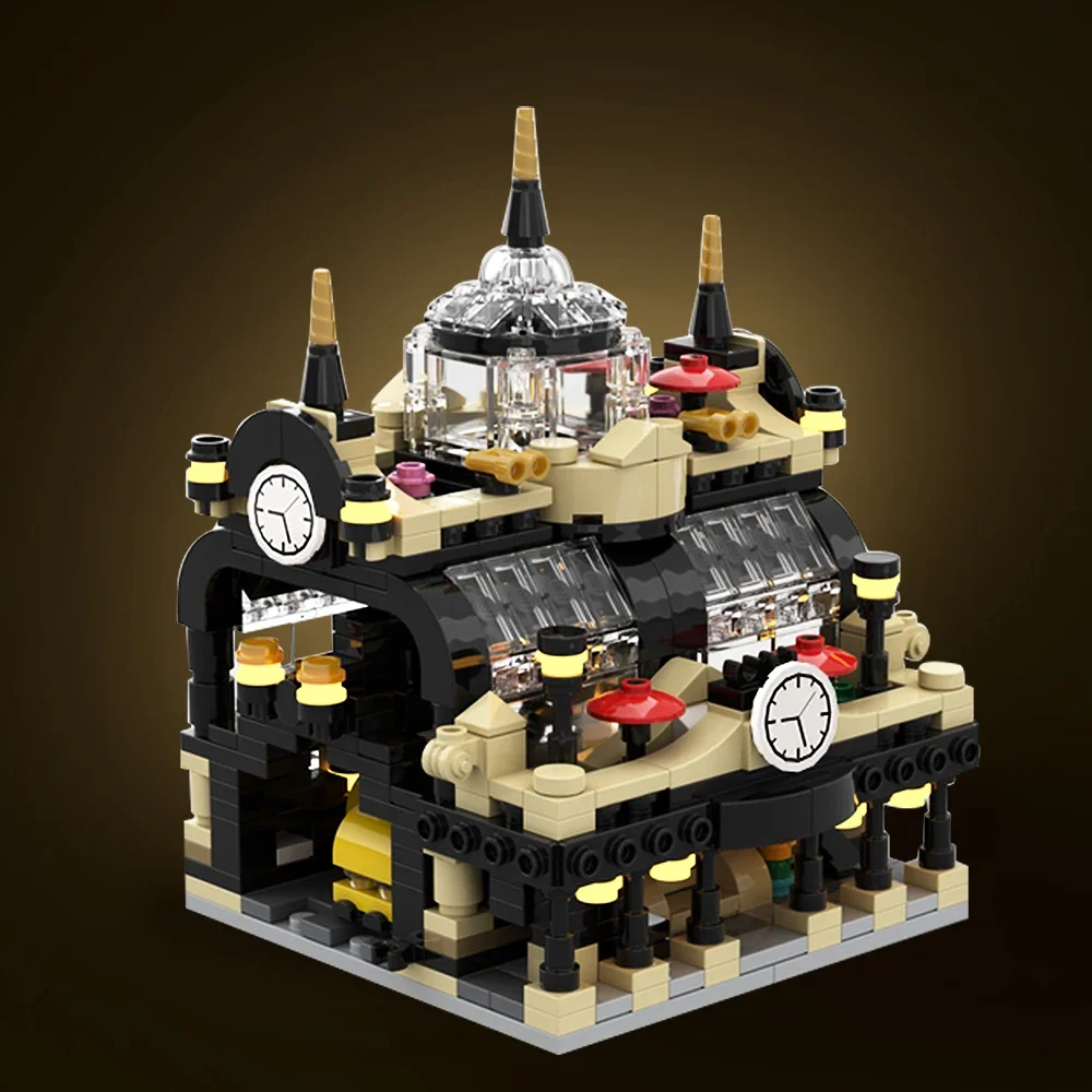 Gobricks MOC Mini 910002 Studgate محطة القطار بنة مجموعة عرض الشارع العمارة محطة السكك الحديدية ألعاب مكعبات للأطفال هدية