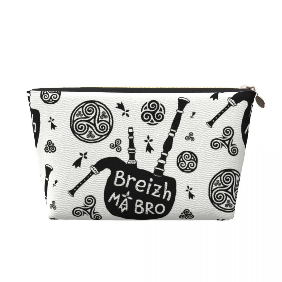 Custom Breizh Ma Bro Travel Cosmetic Bag  Brittany Breton Ermine Triskeles Makeup Toiletry Organizer Ladies Beauty Storage