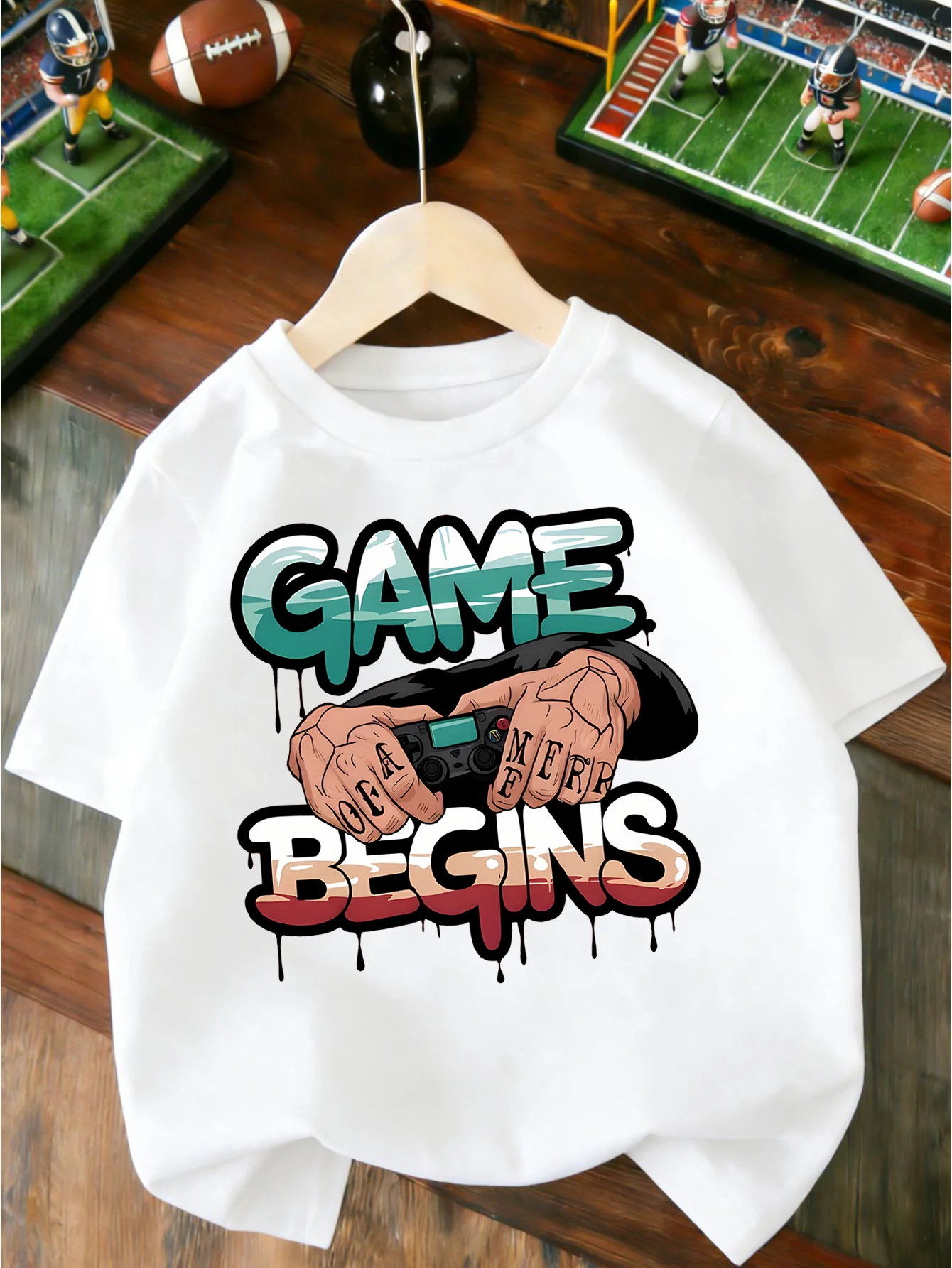 Graffiti Letter Gamepad Gaming Lover Graphic T Shirt Boys Girls Casual Short Sleeve Tee Family Matching Soft Cotton Kids Tops