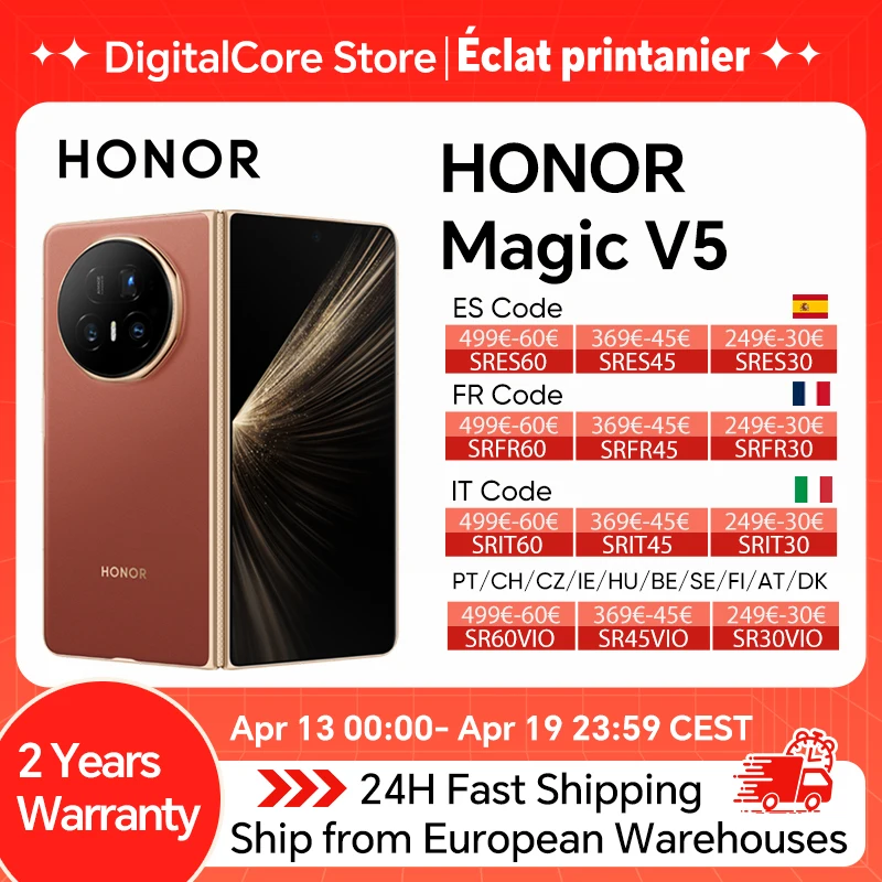 HONOR Magic V5 Version Globale Originale Smartphone 5G Double écran OLED HDR Snapdragon 8 Elite 5820mAh 7,95 pouces 66W SuperCharge