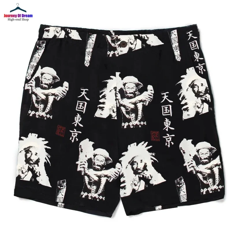 High Quality Mens Womens Black White Summer Beach Casual WACKO MARIA Heavenly Tokyo Full Print Casual Hawaii Shorts