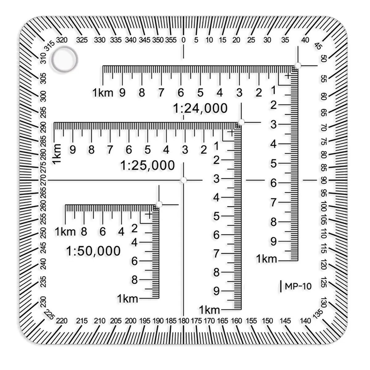ABZT Geographic Coordinate Ruler Transparent Topographical Map Scale Navigation