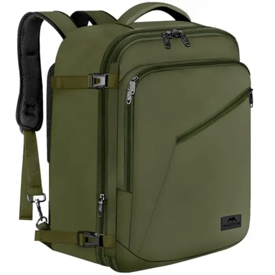 

Mens Backpack for Travel, Extra Expandable Carry on Backpack with Hideaway Shoulder Straps for Travelling, Water Resistant Heav