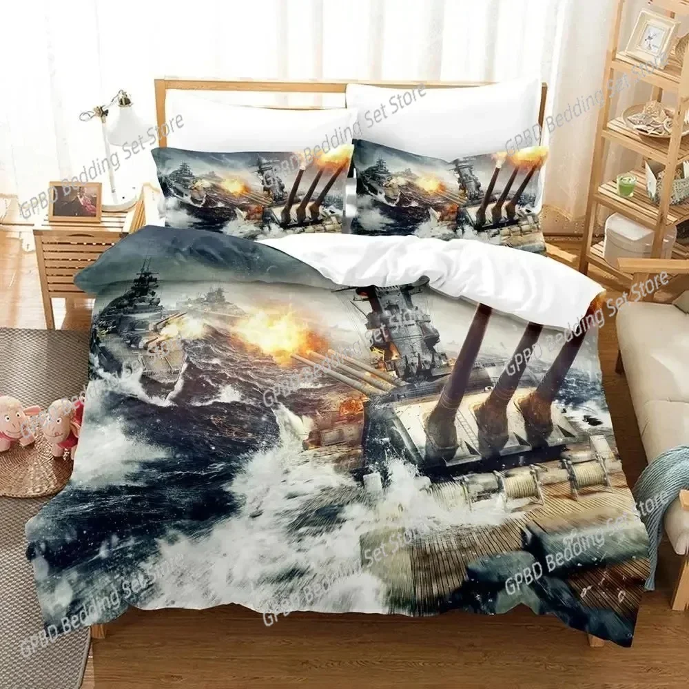 

3D Print Game World of Warships Comfortable Duvet Quilt Cover Pillowcase Bedding Set Children Bedroom Decoration Home Textile