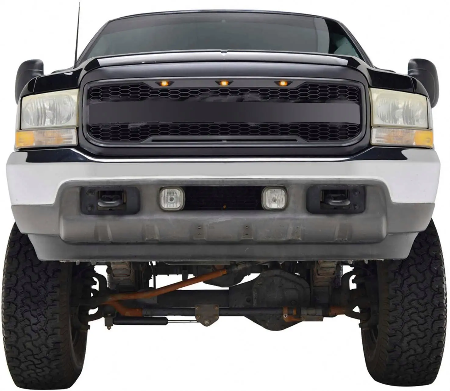 Gobison 2005 2006 2007 Raptor Style Grill Front Raptor Car Grille With Amber LED Lights For FORD F250 F350 F450